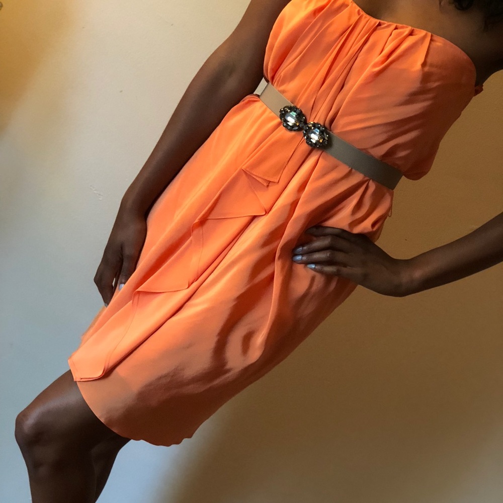Orange silk dress